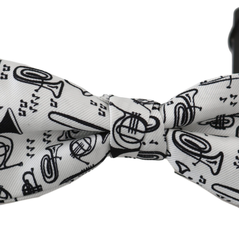 White Instruments Adjustable Neck Papillon Men Bow Tie