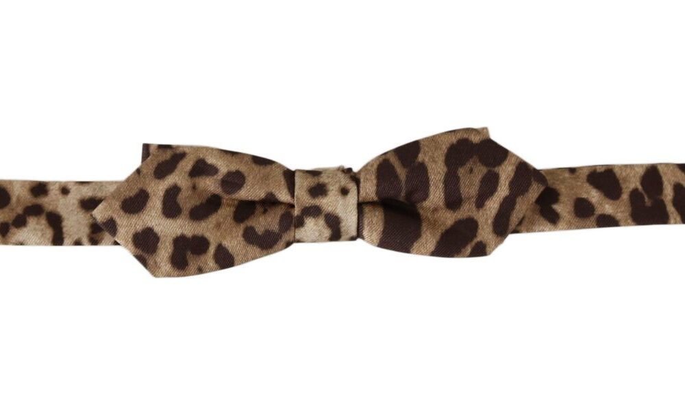 Brown Leopard Silk Adjustable Neck Papillon Men Bow Tie