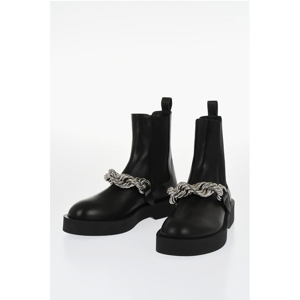 Leather Chelsea Booties with Chain Detail