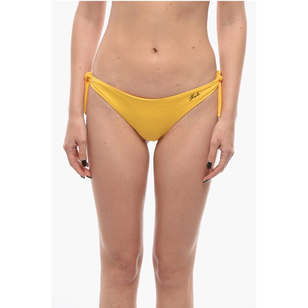 Solid Color Bikini Bottom With Silver Logo