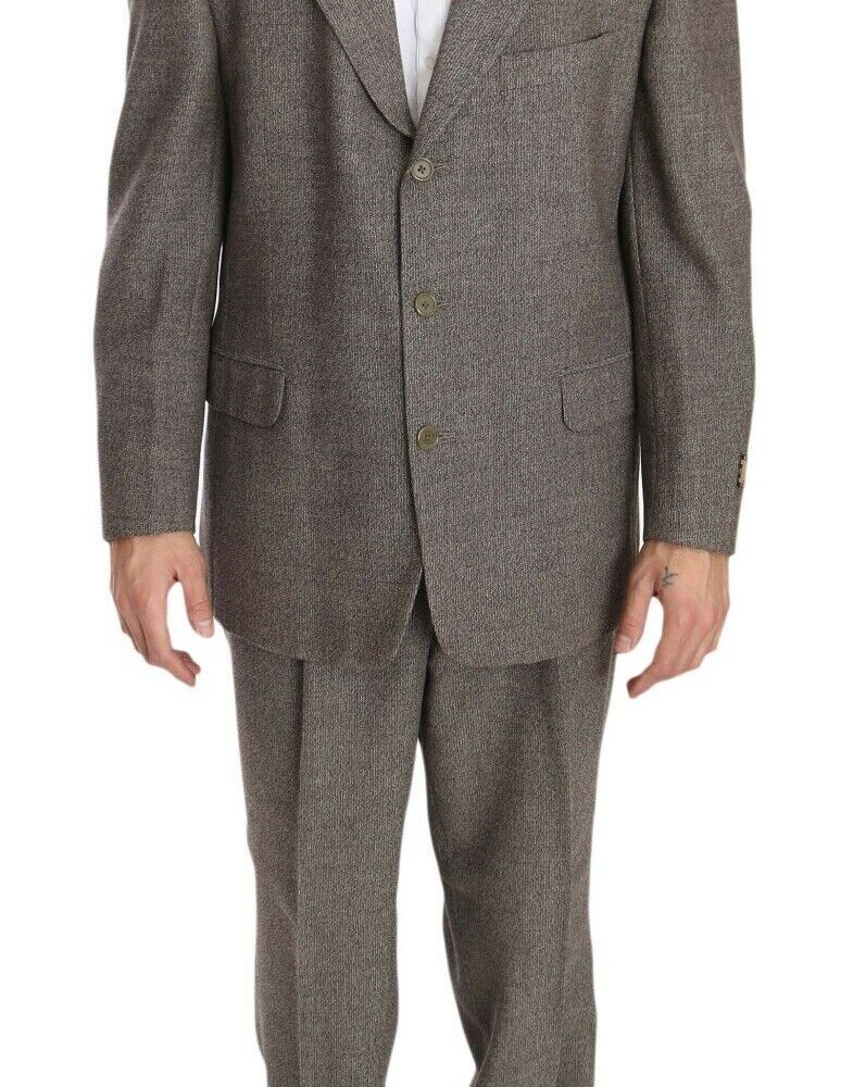 Brown Wool Regular Single  Breasted Suit