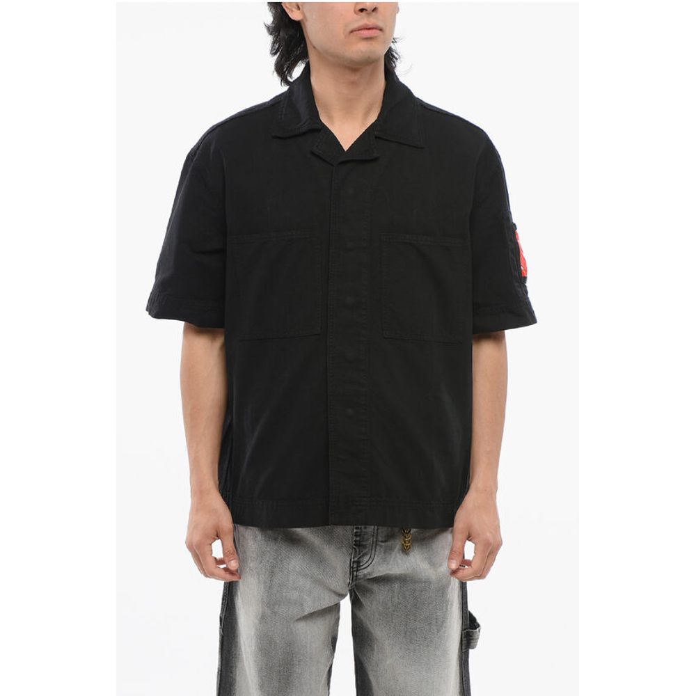 Multipocketed Denim Shirt with Snap Buttons