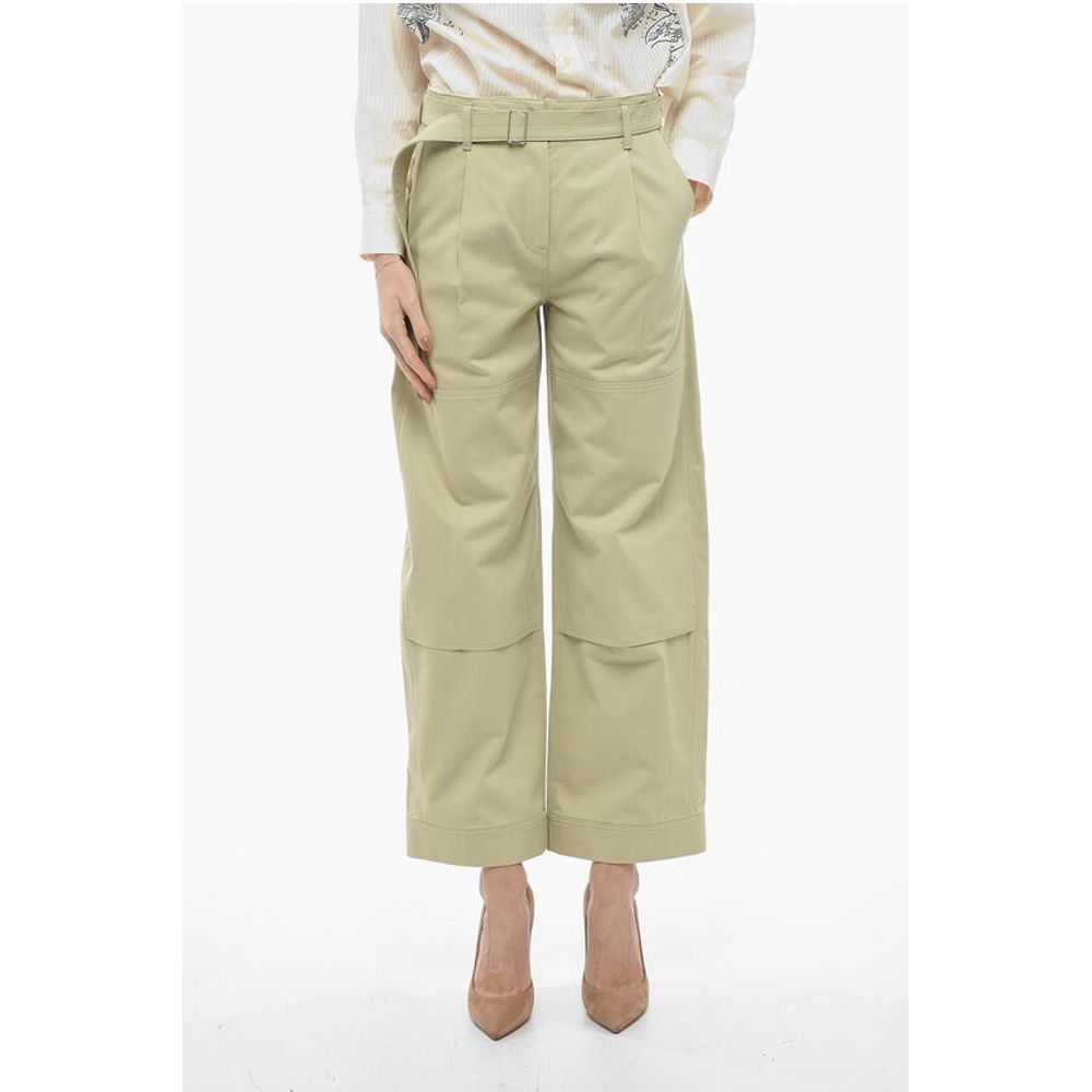 Belted Cargo Pants with Front Pleats