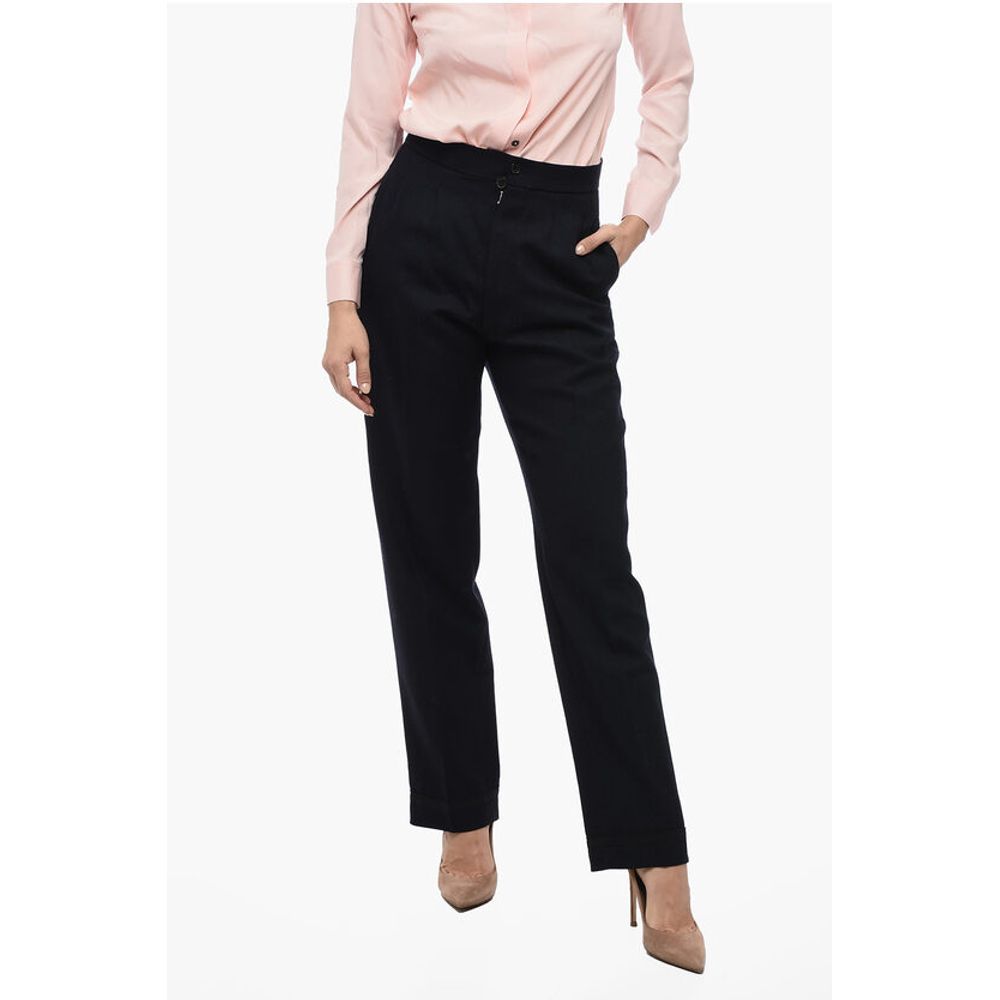 Pleated High-Waisted Wool Pants