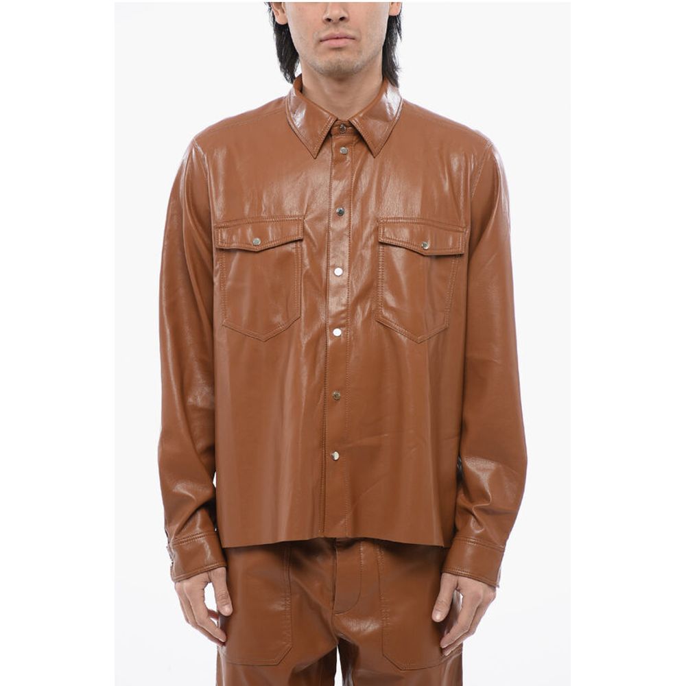 Faux Leather LEEN Shirt with Double Breast Pocket
