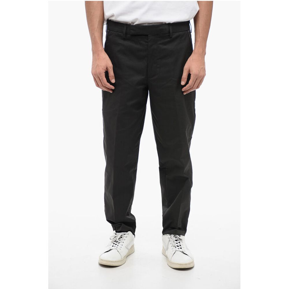 Cotton Blend Slim Fit Pants with Tape Detail