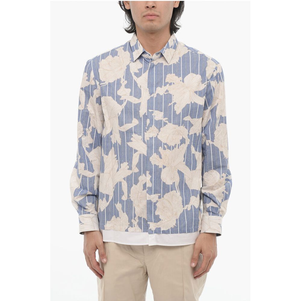 Double Layer Floral-Motif Loose Fit Shirt
