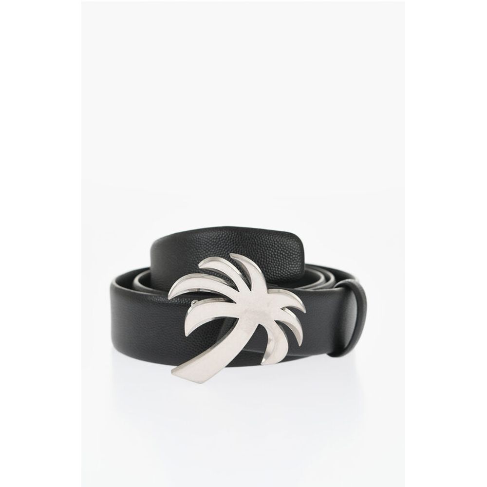 Leather Belt with Palm-Shaped Buckle 35mm