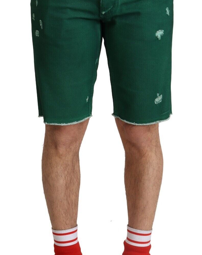 Chic Green Denim Bermuda Shorts