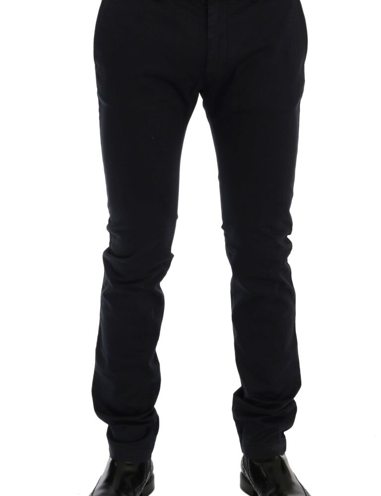 Chic Slim-Fit Blue Cotton Stretch Pants