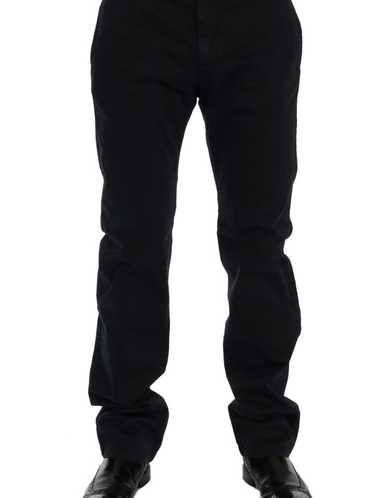 Sleek Blue Cotton Stretch Pants for Men