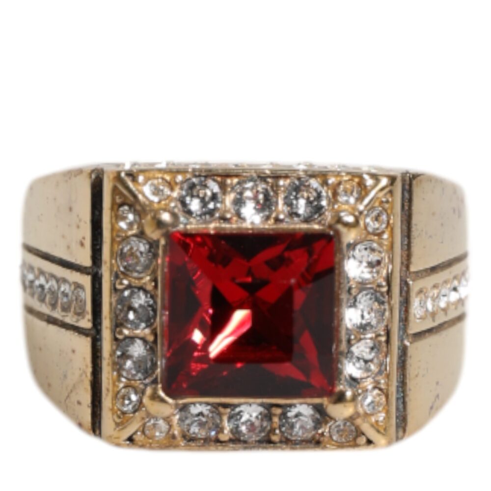 Gold Tone Sterling Silver 925 Crystals Ring