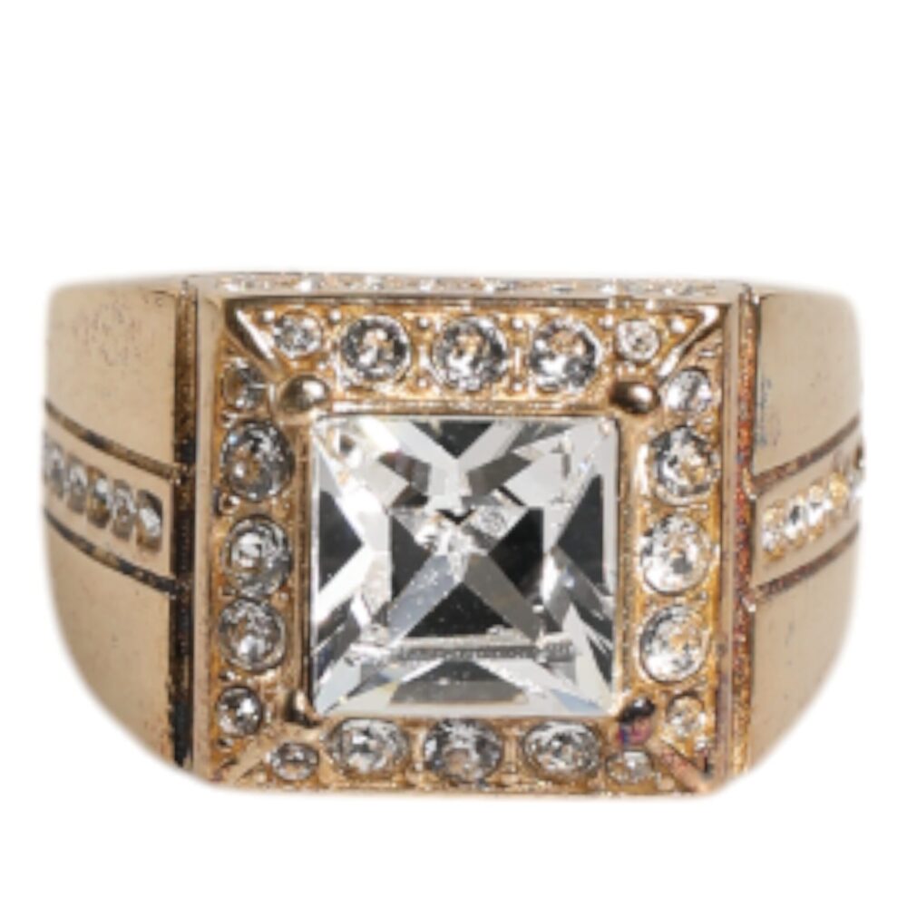 Gold Tone Sterling Silver 925 Crystals Ring