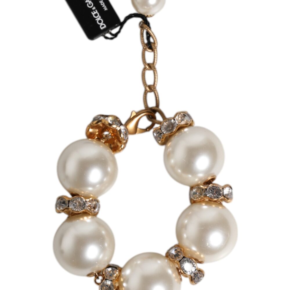 Gold Tone Brass Maxi Pearl Lobster Clasp Logo Bracelet