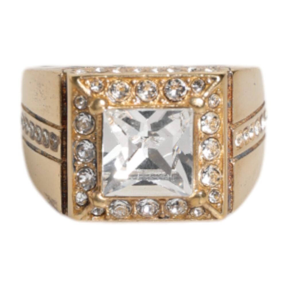 Gold Tone Sterling Silver 925 Crystals Ring