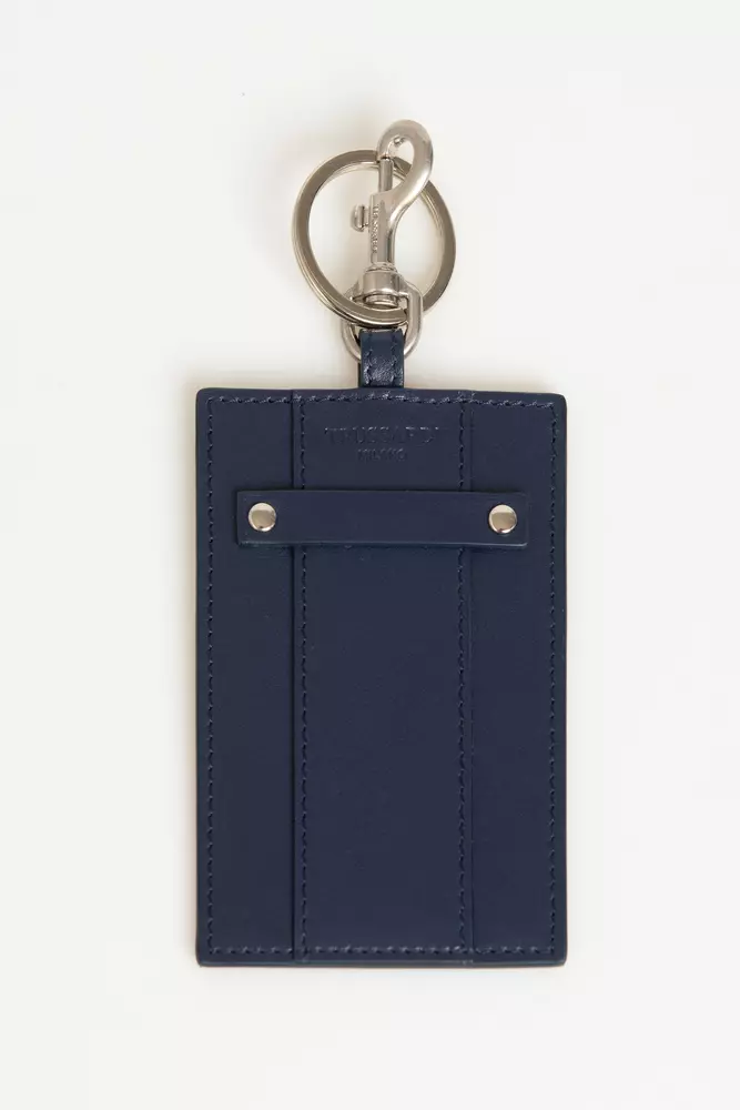 Blue Leather Men Badge Holder