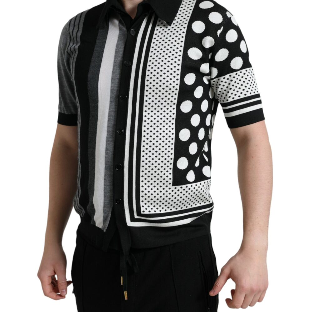 Black White Jumper Cardigan Polo Sweater