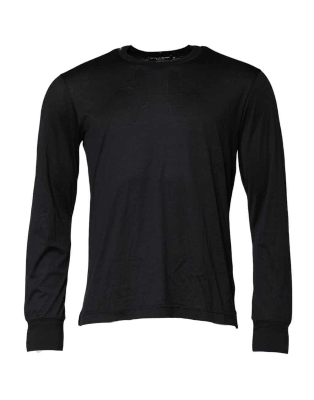 Dark Blue Silk Crew Neck Men Pullover Sweater