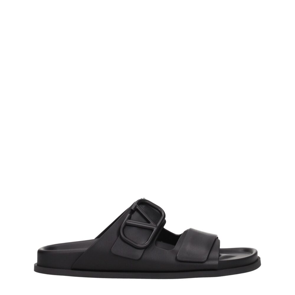 Black Leather Slipper