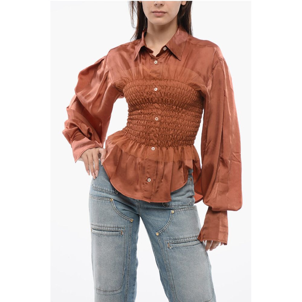 Satin EVENING GATHERINGS Blouse With Ruffles