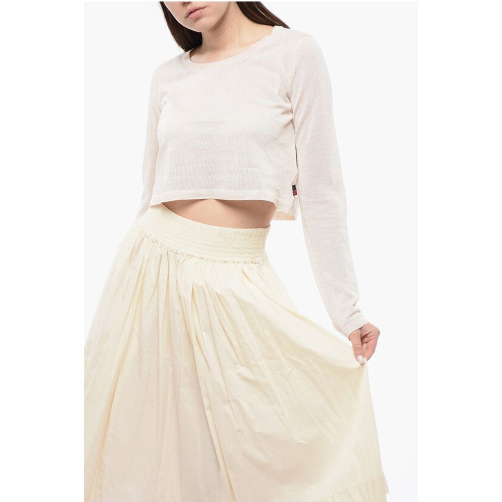 Crew Neck Viscose Blend Crop Sweater