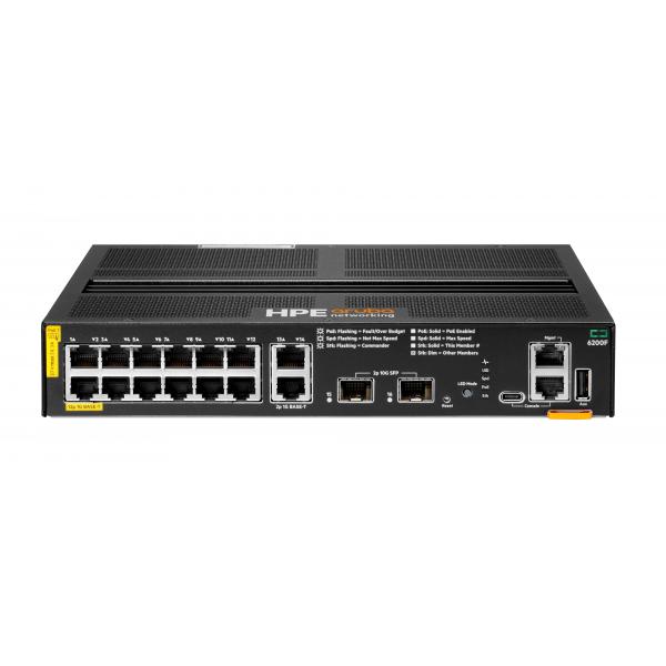Switch HPE Aruba 6200F 12G Classe 4 PoE 2G/2SFP+ 139 W - Switch - L3 - gestito - 12 x 10/100/1000 (PoE+)