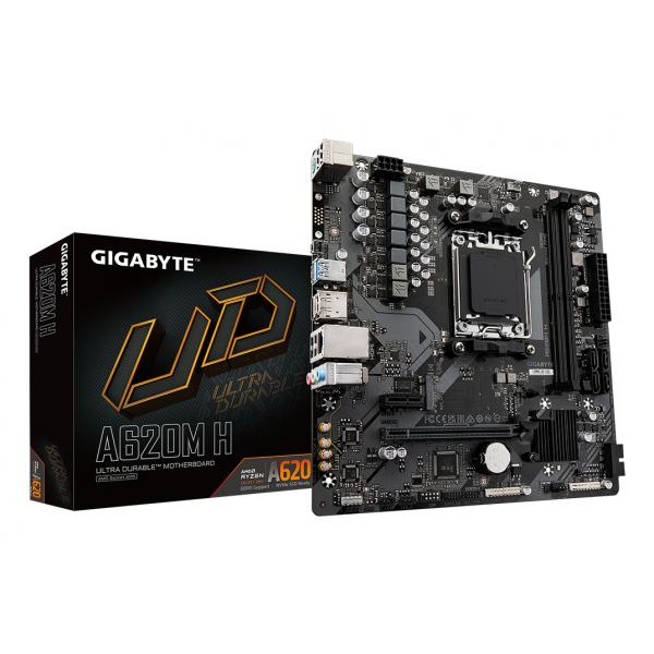 Gigabyte A620M H - scheda madre - micro ATX - Socket AM5 - chipset AMD A620 - USB 3.2 Gen 1, USB-C 3.2 Gen 1 - Gigabit LAN - grafica integrata (CPU richiesta)