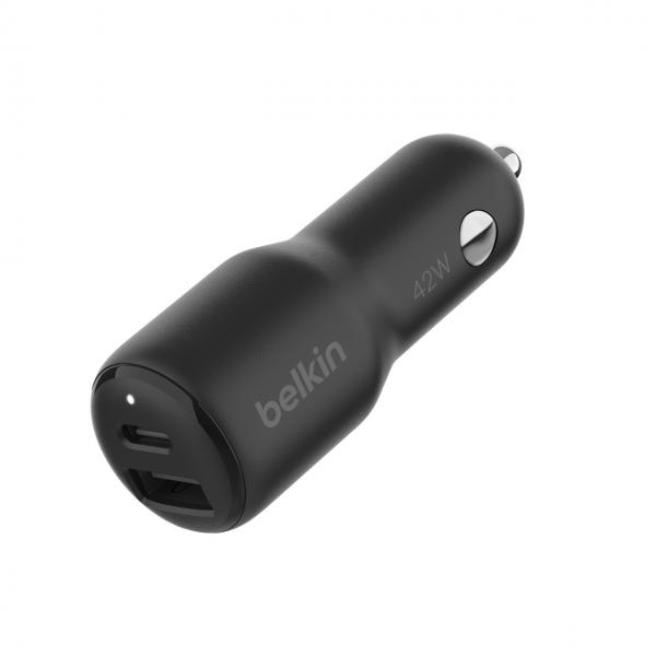 Belkin BoostCharge - alimentatore per auto - 42 watt - PD 3.0, ricarica rapida - 2 porte di uscita (USB, USB-C a 24 pin)