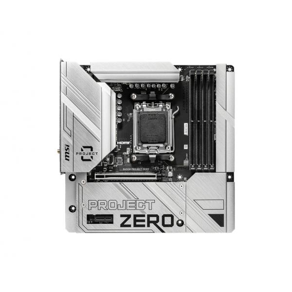 MSI B650M PROJECT ZERO - scheda madre - micro ATX - Socket AM5 - Chipset AMD B650 - USB 3.2 Gen 1, USB 3.2 Gen 2, USB-C 3.2 Gen2, USB-C 3.2 Gen 2x2 - 2.5 Gigabit LAN, Wi-Fi, Bluetooth - scheda grafica integrata (CPU richiesta)
