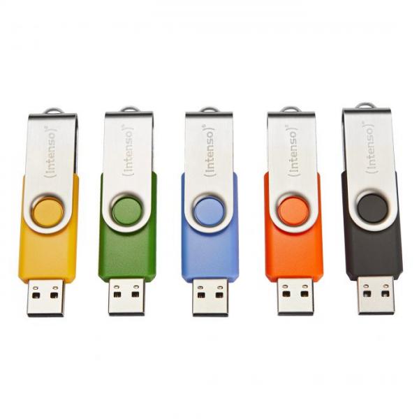 Intenso Basic Line, 8 GB, USB Typ-A, 2.0, 28 MB/s, Drehring, Schwarz, Blau, Grün, Orange, Gelb