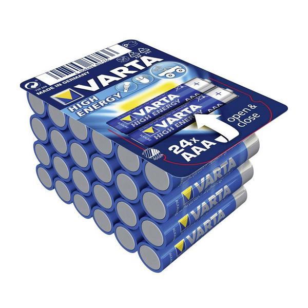 Varta AAA, LR03, 1,5 V, batteria usa e getta, AAA, alcalina, 1,5 V, 24 pezzo(i), Blu, Metallico