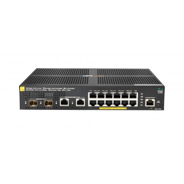 HPE Aruba 2930F 12G PoE+ 2G/2SFP+ - Switch - L3 - gestito - 12 x 10/100/1000 (PoE+)
