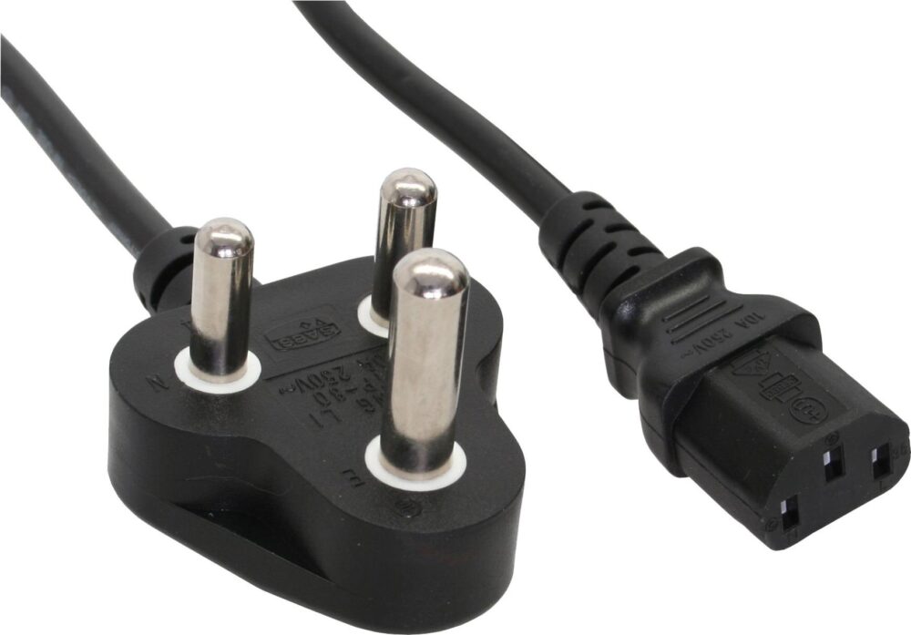 InLine 35er Bulk-Pack Netzkabel Netzstecker Südafrika 5A Typ D auf - Kabel - Strom/Netzteil - 1,8 m - 3-polig (B-16652R)