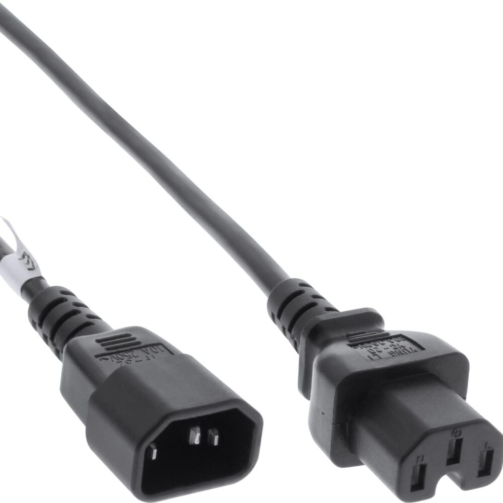 InLine 20er Bulk-Pack Netzkabelverlängerung Warmgerätestecker gerade C15 auf - Kabel - 3 m - IEC (B-16811C)