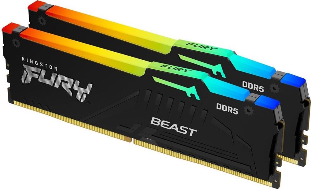 Kingston FURY Beast RGB - DDR5 - Kit - 32GB: 2 x 16GB - DIMM 288-PIN - 6000 MHz / PC5-48000 - CL30 - on-die ECC - Schwarz (KF560C30BBEAK2-32)