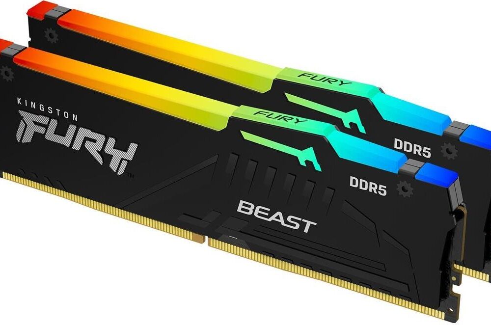 Kingston FURY Beast RGB - DDR5 - Kit - 32GB: 2 x 16GB - DIMM 288-PIN - 6000 MHz / PC5-48000 - CL30 - on-die ECC - Schwarz (KF560C30BBEAK2-32)
