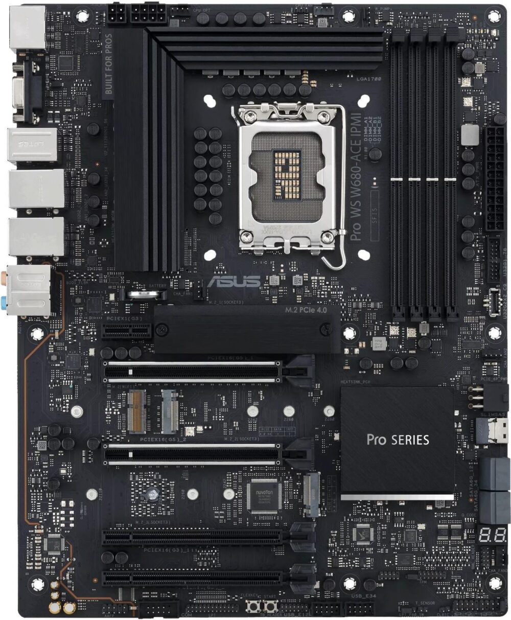 ASUS Pro WS W680-ACE IPMI - Motherboard - ATX - LGA1700-Sockel - W680 Chipsatz - USB-C 3,2 Gen2, USB 3,2 Gen 1, USB-C 3,2 Gen 2x2, USB 3,2 Gen 2 - 2 x 2,5 Gigabit LAN - Onboard-Grafik (CPU erforderlich) - HD Audio (8-Kanal) (90MB1DN0-M0EAY1)