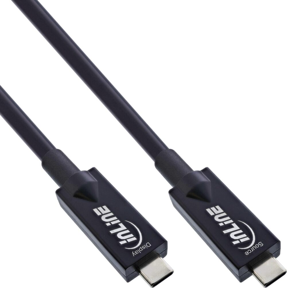 InLine USB 3.2 Gen.2 AOC Kabel - USB-C Stecker/Stecker - schwarz - 15m (35798A)