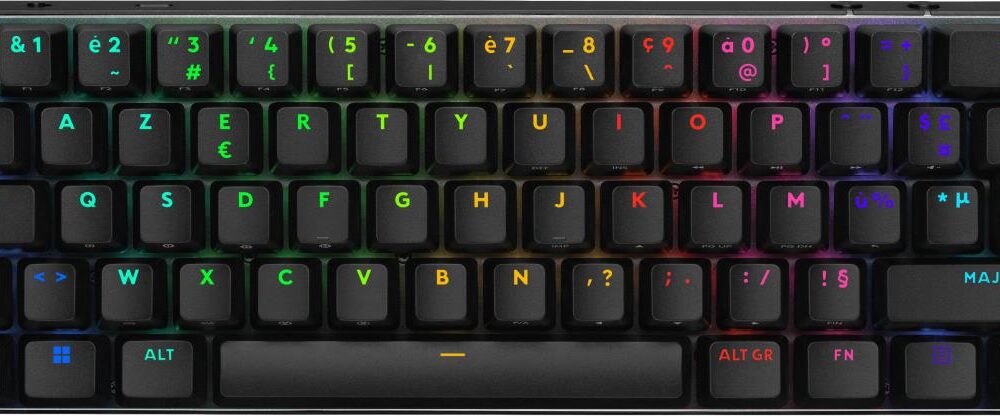 Logitech G PRO X 60 - Tastatur - Gaming - 60% - TKL - Hintergrundbeleuchtung - kabellos - 2,4 GHz, Bluetooth - AZERTY - Französisch - Tastenschalter: Tactile - Schwarz (920-011906)