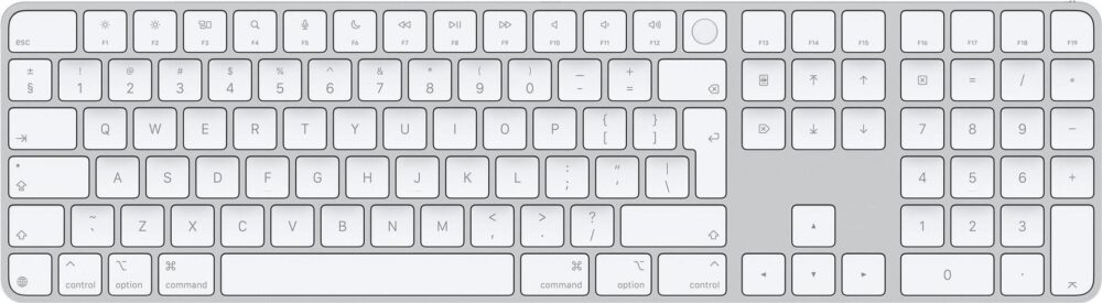 Apple Magic Keyboard with Touch ID and Numeric Keypad - Tastatur - USB-C - kabellos - Bluetooth - QWERTY - International Englisch - weiße Tasten (MXK73Z/A)