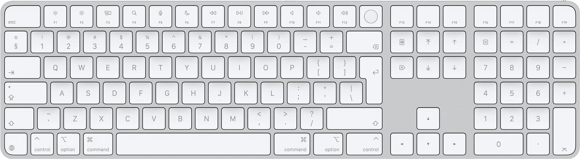 Apple Magic Keyboard with Touch ID and Numeric Keypad - Tastatur - USB-C - kabellos - Bluetooth - QWERTY - International Englisch - weiße Tasten (MXK73Z/A)