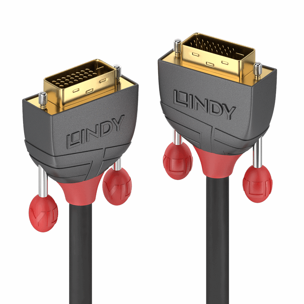 Lindy Anthra Line - DVI-Kabel - Dual Link - DVI-D (M) bis DVI-D (M) - 15,0m - rund, Daumenschrauben - Schwarz (36227)