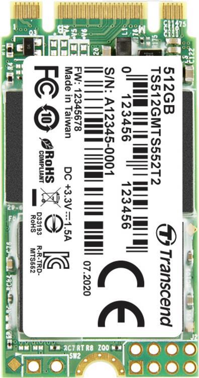 Transcend MTS552T2 - SSD - 512 GB - intern - M.2 2242 (doppelseitig) (M.2 2242 (doppelseitig)) - SATA 6Gb/s