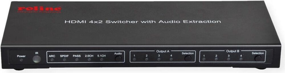 ROLINE 4K HDMI Matrix Switch, 4 x 2, mit Fernbedienung (14.01.3579)