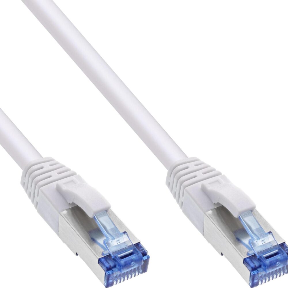 InLine - Patch-Kabel - RJ-45 (M) zu RJ-45 (M) - 2,0m - SFTP, PiMF - CAT 6a - halogenfrei, ohne Haken, verseilt, geformt - weiß (Packung mit 40) (B-76802W)