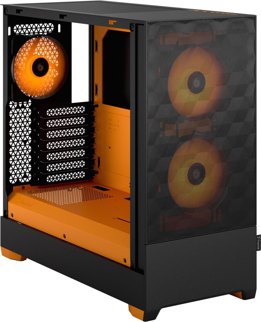 Fractal Design Pop Air RGB - Tower - ATX - Seitenteil mit Fenster (gehärtetes Glas) - keine Spannungsversorgung (ATX) - orange, klar, Tinted - USB/Audio - für Fractal Design Model D, Type D (FD-C-POR1A-05)