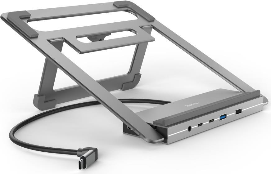 Hama Essential Line "Connect2Office Stand" - Dockingstation + Notebook-Halterung - USB-C 3.2 Gen 2 - HDMI, DP - 1GbE - 100 Watt