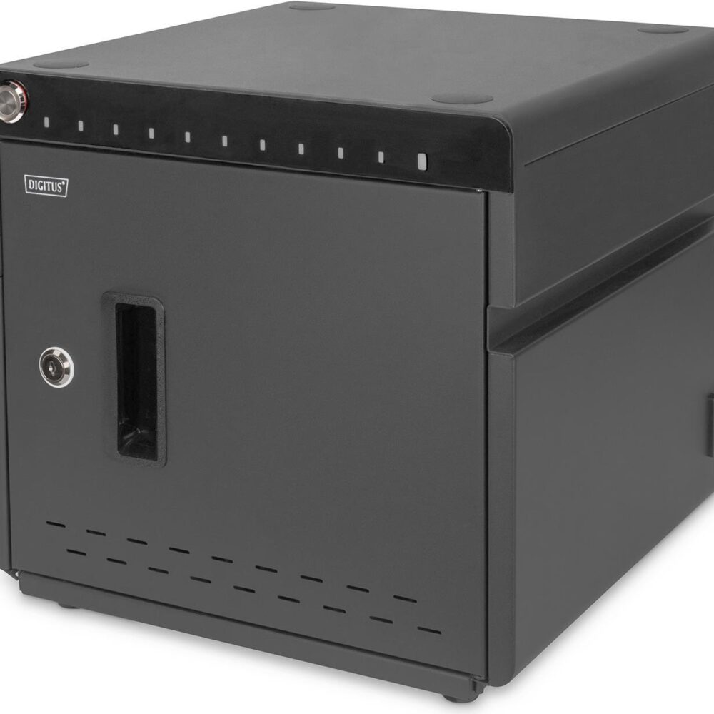 DIGITUS DN-45004 - Schrankeinheit - für 10 Notebooks/Tablets - UV cleaner, USB-C, mobile, charging - verriegelbar - ABS-Kunststoff, kaltgewalzter Stahl - Schwarz, RAL 9005 - Bildschirmgröße: bis zu 35,6 cm (bis zu 35,60cm (14")) - Schreibtisch - Ausgang: 5 / 9 / 12 V