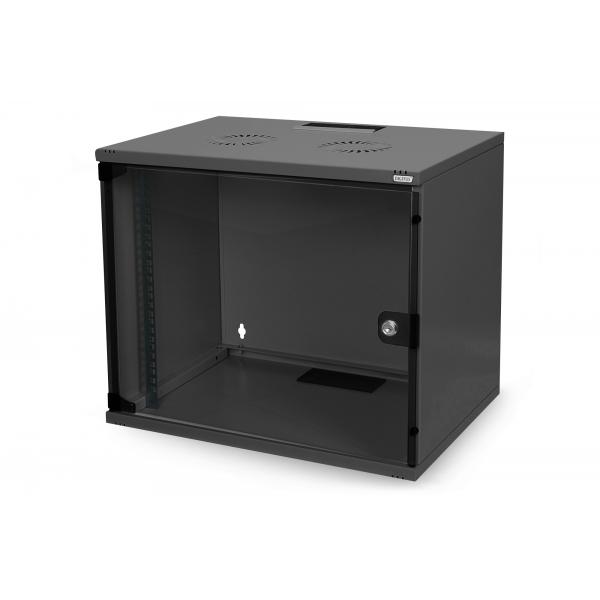 Digitus Alloggiamento a parete SOHO, smontato - 540 x 400 mm [L x P] (7HE WALL MOUNT RACK UNMOUNTED - 370X540X400 GLASS DOOR BLACK)