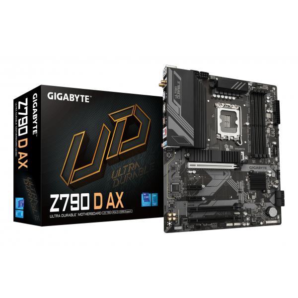 GIGABYTE Z790 D AX Scheda madre - Supporta CPU Intel Core di 14a generazione, VRM digitale a 12+1+1 fasi, fino a 7600MHz DDR5 [OC], 3xPCIe 4.0 M.2, Wi-Fi 6E, LAN 2.5GbE, USB 3.2 Gen 2 (Gigabyte Z790 D AX Ultra Durable Intel 1700 Socket Motherboard, ATX, 4x DDR5 Slots, 3x M.2 Sockets, 2x USB-C Port, 2.5GbE LAN, Wi-Fi 6E, 1x DisplayPort / 1x HDMI Port)